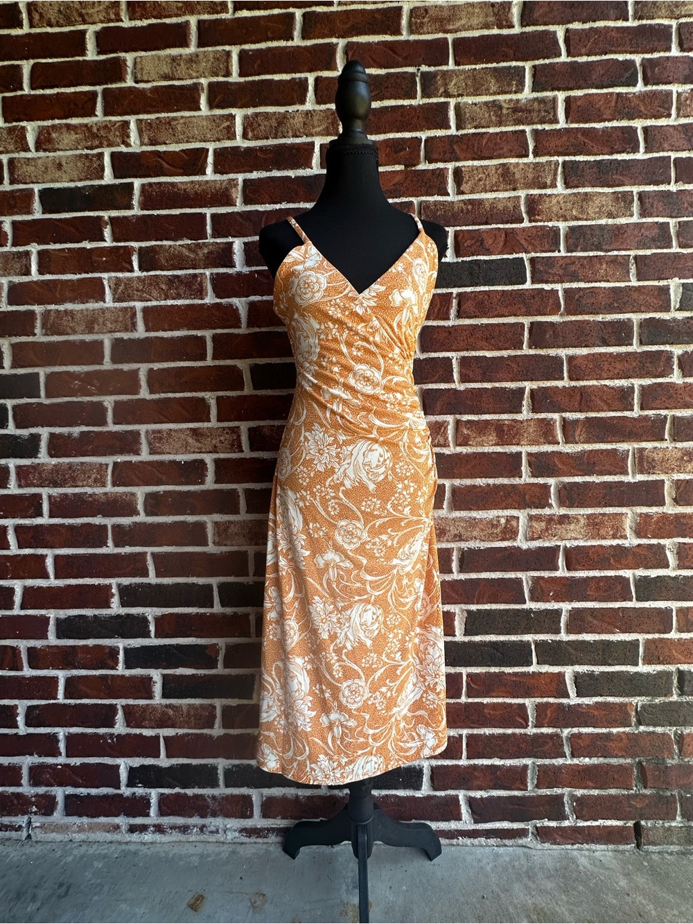 Joie Mustard Yellow Floral Spaghetti-Strap Midi Dress